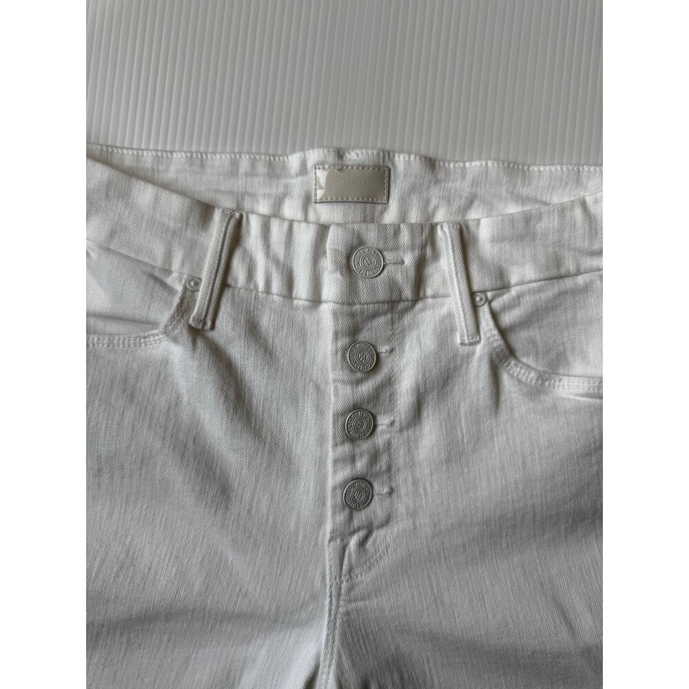 MOTHER Pixie Ankle Fray Skinny Jeans 28 White Button Fly Frayed Hem Clean Girl - Picture 14 of 16